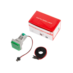 Indicador luminoso LED verde 22 mm AD16-22FVA (AD16-22VAM), cobertura quadrada, display duplo de tens&atilde;o AC 50&ndash;500 V e corrente 0