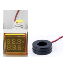 Indicador LED amarelo 22 mm AD16-22FVA (AD16-22VAM) AC 50-500V 0-100A display duplo de tens&atilde;o e corrente, cobertura quadrada