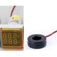 Indicador LED amarelo 22 mm AD16-22FVA (AD16-22VAM) AC 50-500V 0-100A display duplo de tens&atilde;o e corrente, cobertura quadrada