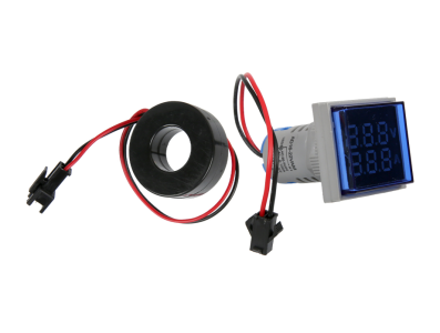 Sinaleiro indicador LED azul 22 mm AD16-22FVA (AD16-22VAM) cobertura quadrada display duplo tens&atilde;o AC 50&ndash;500 V e corrente 0&ndash;100  - Imagem 7