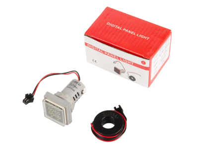 Indicador LED branco 22mm AD16-22FVA (AD16-22VAM) tampa quadrada, display duplo de tens&atilde;o AC 50-500V e corrente 0-100A - Imagem 7