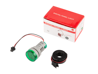 Indicador de frequ&ecirc;ncia (Hz) LED redondo verde AD16-22FVA (AD16-22VAM) 22 mm AC 50-500 V 0-100 A - Imagem 1