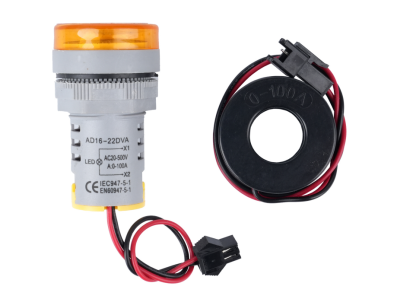 Indicador LED redondo amarelo 22 mm AD16-22FVA (AD16-22VAM) medidor de Hertz AC 50-500V 0-100A com transformador - Imagem 1