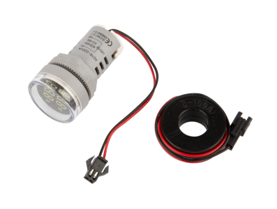 Indicador de Hertz LED redondo 22 mm branco AD16-22FVA (AD16-22VAM) AC 50 a 500V 0 a 100A com transformador - Imagem 7