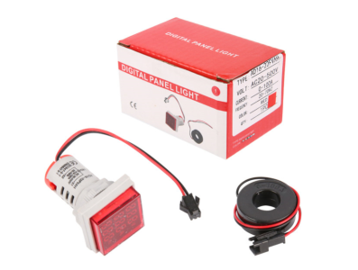 Indicador LED vermelho AD16-22A VHz 22 mm, capa quadrada, AC 50&ndash;500 V, 0&ndash;100 A, 20&ndash;75 Hz, 3 displays de tens&atilde;o, corrente e frequ - Imagem 7