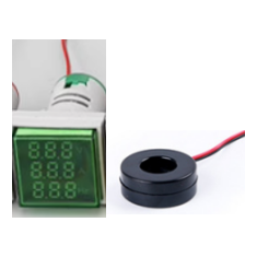 Indicador LED verde AD16-22AVHz 22 mm, moldura quadrada, display triplo, CA 50&ndash;500 V, 0&ndash;100 A, 20&ndash;75 Hz