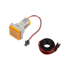 Indicador LED amarelo 22 mm AD16-22AVHz, cobertura quadrada, 50&ndash;500 V AC, 0&ndash;100 A, 20&ndash;75 Hz, display triplo, com Trans