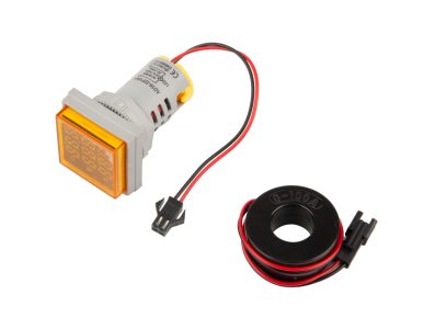 Indicador LED amarelo 22 mm AD16-22AVHz, cobertura quadrada, 50&ndash;500 V AC, 0&ndash;100 A, 20&ndash;75 Hz, display triplo, com Trans - Imagem 1
