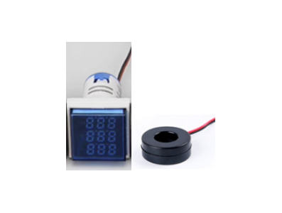 Indicador LED azul AD16-22AVHz 22 mm quadrado, display triplo: tens&atilde;o AC 50-500 V, corrente 0-100 A e frequ&ecirc;ncia 20-75 Hz - Imagem 1