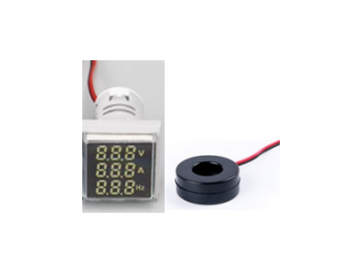 Indicador LED branco AD16-22AVHz 22mm, cobertura quadrada, tr&ecirc;s displays para tens&atilde;o AC 50&ndash;500V, corrente 0&ndash;100A e frequ&ecirc;ncia 20 - Imagem 1