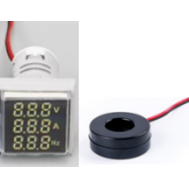 Indicador LED branco AD16-22AVHz 22mm, cobertura quadrada, tr&ecirc;s displays para tens&atilde;o AC 50&ndash;500V, corrente 0&ndash;100A e frequ&ecirc;ncia 20