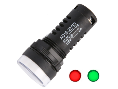 Sinaleiro indicador bicolor LED AD16-22SS AC/DC 110V (vermelho/verde) - Imagem 1