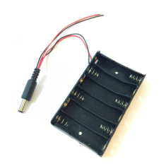 Suporte para 6 pilhas AA com 4 fios DC sem tampa
