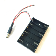 Suporte para 6 pilhas AA com 4 fios DC sem tampa