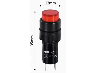 Sinaleiro indicador LED vermelho NXD-211 AC/DC 12V pequeno - Imagem 1