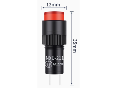 Sinaleiro indicador LED vermelho AC 220V NXD-211 compacto - Imagem 1