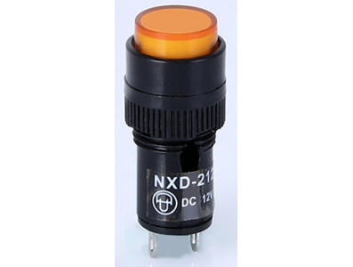 Sinaleiro indicador LED amarelo NXD-212 12V AC/DC pequeno - Imagem 1
