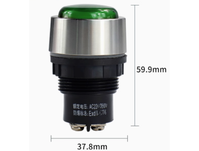 Sinaleiro e indicador verde BD0803, 24-36V AC/DC, 30 mm, a&ccedil;o inoxid&aacute;vel anticorrosivo &agrave; prova de explos&atilde;o - Imagem 1