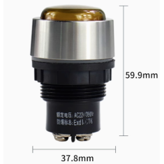 Sinaleiro indicador amarelo AC/DC 24-36V 30 mm A&ccedil;o inoxid&aacute;vel BD0803 &agrave; prova de explos&atilde;o anticorrosivo