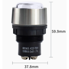 Indicador luminoso branco AC/DC 24 a 36 V 30 mm A&ccedil;o inoxid&aacute;vel BD0803 &agrave; prova de explos&atilde;o e anticorros&atilde;o