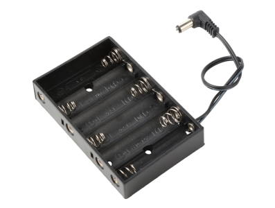 Caixa suporte para 6 pilhas AA com conector DC 2.1 angular, sem tampa - Imagem 1