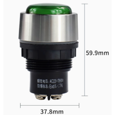 Sinaleiro indicador verde BD0803 30 mm a&ccedil;o inoxid&aacute;vel anticorrosivo &agrave; prova de explos&atilde;o AC 220-380 V