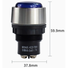 Sinaleiro indicador azul 30 mm em a&ccedil;o inoxid&aacute;vel BD0803 &agrave; prova de explos&atilde;o anticorrosivo AC220-380V