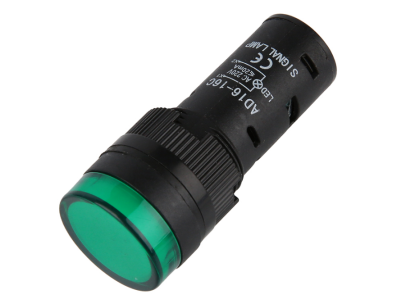 Sinaleiro LED verde 16 mm AC 220 V modelo AD16-16C - Imagem 1