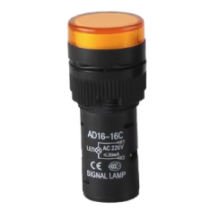 Indicador piloto LED amarelo 16 mm AC 220 V AD16-16C