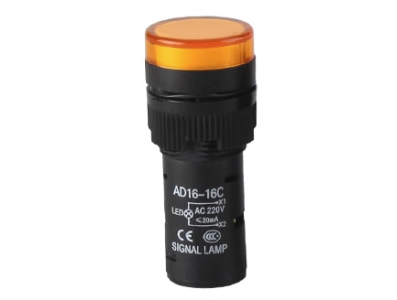 Sinaleiro indicador LED amarelo 16 mm AC 380V AD16-16C - Imagem 1