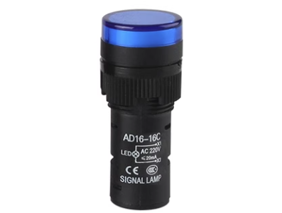 Sinaleiro LED Azul 16 mm AD16-16C AC 380V - Imagem 1