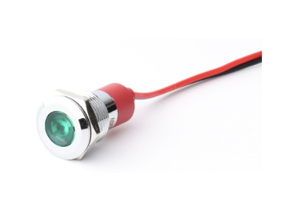 Sinaleiro Indicador Met&aacute;lico LED Verde 6 mm 3&ndash;9 V com Cabo 15 cm - Imagem 1