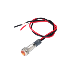Indicador LED met&aacute;lico amarelo 6 mm 3 a 9 V com cabo 15 cm