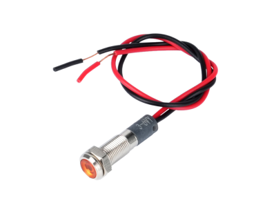 Indicador LED met&aacute;lico amarelo 6 mm 3 a 9 V com cabo 15 cm - Imagem 1