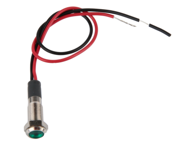 Sinaleiro LED verde met&aacute;lico 6 mm 12-24 V com cabo 15 cm - Imagem 1
