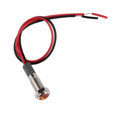Indicador met&aacute;lico LED amarelo 6 mm 12 a 24 V com cabo 15 cm