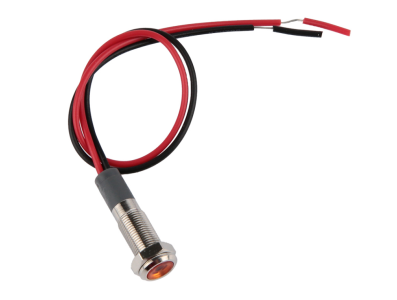 Indicador met&aacute;lico LED amarelo 6 mm 12 a 24 V com cabo 15 cm - Imagem 1