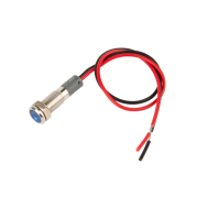 Sinaleiro LED azul 6 mm em metal 12 a 24 V com cabo de 15 cm
