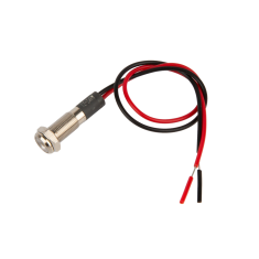 Indicador LED branco em metal 6 mm 12 a 24 V com cabo 15 cm