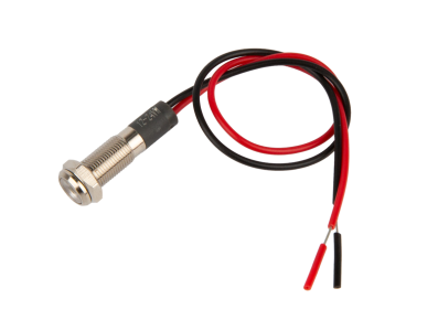 Indicador LED branco em metal 6 mm 12 a 24 V com cabo 15 cm - Imagem 1