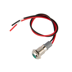 Sinaleiro indicador met&aacute;lico LED verde 8 mm 3-9V com cabo de 15 cm