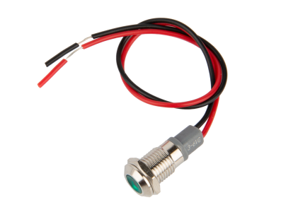 Sinaleiro indicador met&aacute;lico LED verde 8 mm 3-9V com cabo de 15 cm - Imagem 1