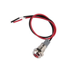 Indicador LED vermelho 8 mm em metal 12 a 24 V com cabo 15 cm