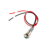Sinaleiro indicador met&aacute;lico LED verde 8 mm 12 a 24 V com cabo 15 cm