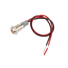 Indicador LED met&aacute;lico amarelo 8 mm 12 a 24 V com cabo 15 cm