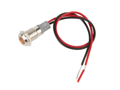 Indicador LED met&aacute;lico amarelo 8 mm 12 a 24 V com cabo 15 cm - Imagem 1