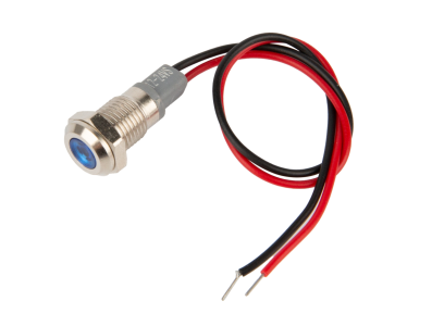Sinaleiro LED met&aacute;lico azul 8 mm 12 a 24 V com cabo 15 cm - Imagem 1