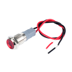 Indicador LED met&aacute;lico vermelho 10 mm 3-9 V com cabo de 15 cm
