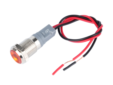 Sinaleiro LED amarelo met&aacute;lico 10 mm 3-9 V com cabo 15 cm - Imagem 1