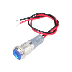 Indicador met&aacute;lico LED azul 10 mm 3-9 V com cabo de 15 cm